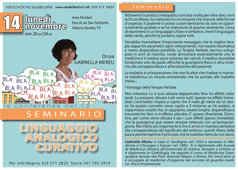 Seminario – LINGUAGGIO ANALOGICO CURATIVO